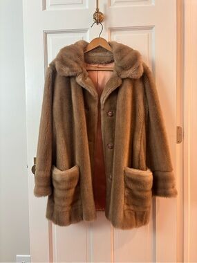 Tissavel of France Plush Faux Fur Coat in Camel